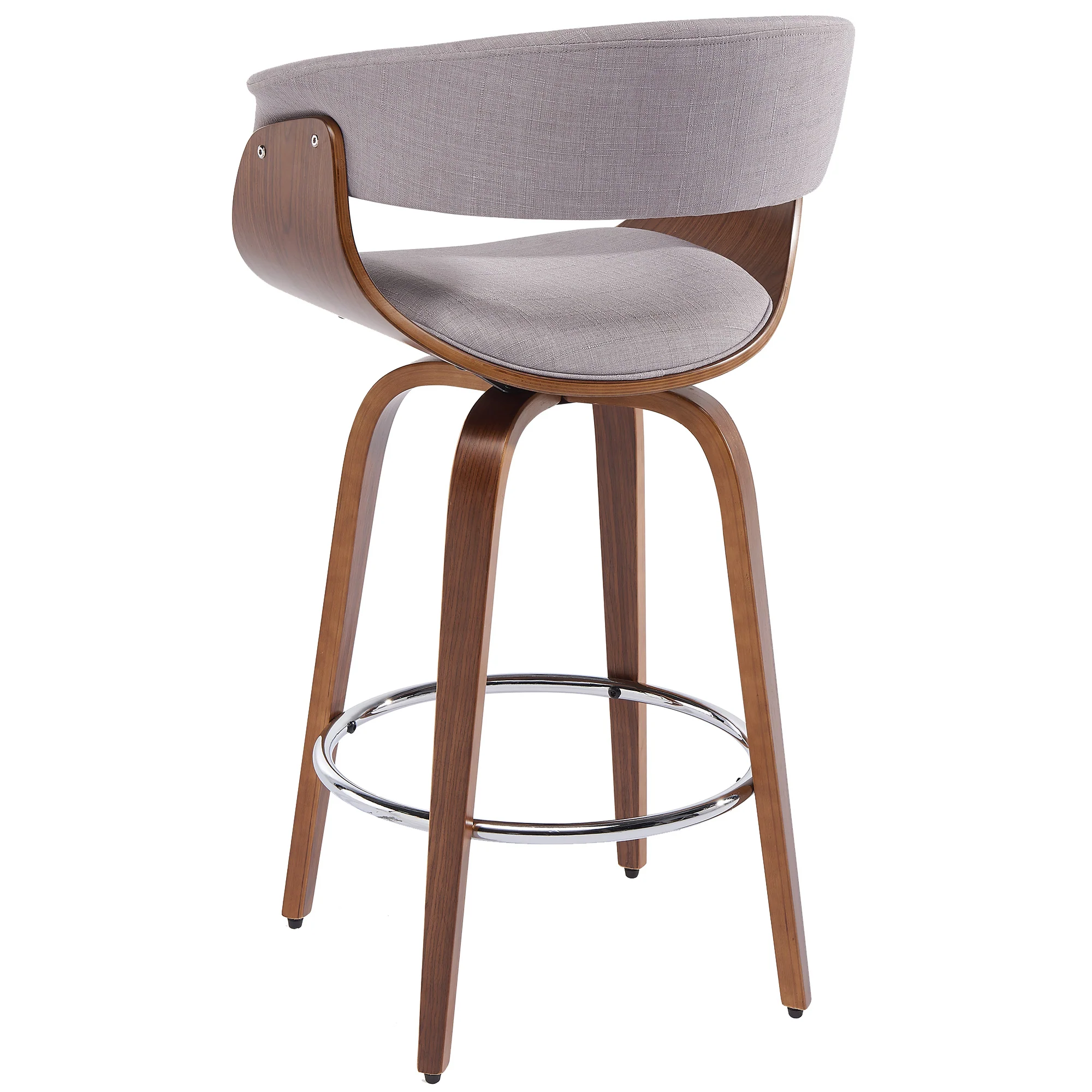 Worldwide Home Furnishings Holt-26" Counter Stool-Fabric Grey 26" Counter Stool W/Swivel 203-981GY - Image 3