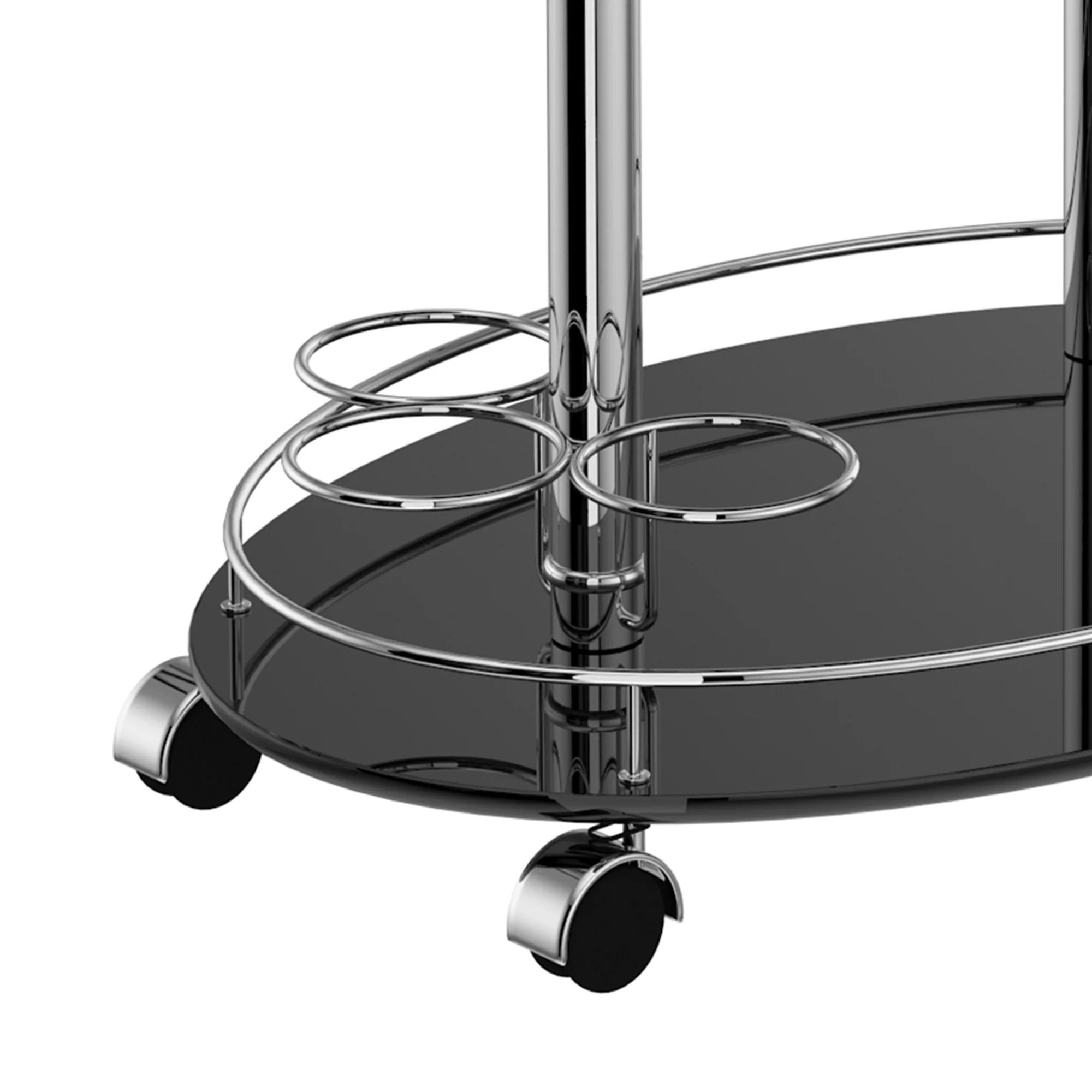 Worldwide Home Furnishings Inka-2-Tier Bar Cart-Black 2-Tier Bar Cart 556-094BK - Image 6