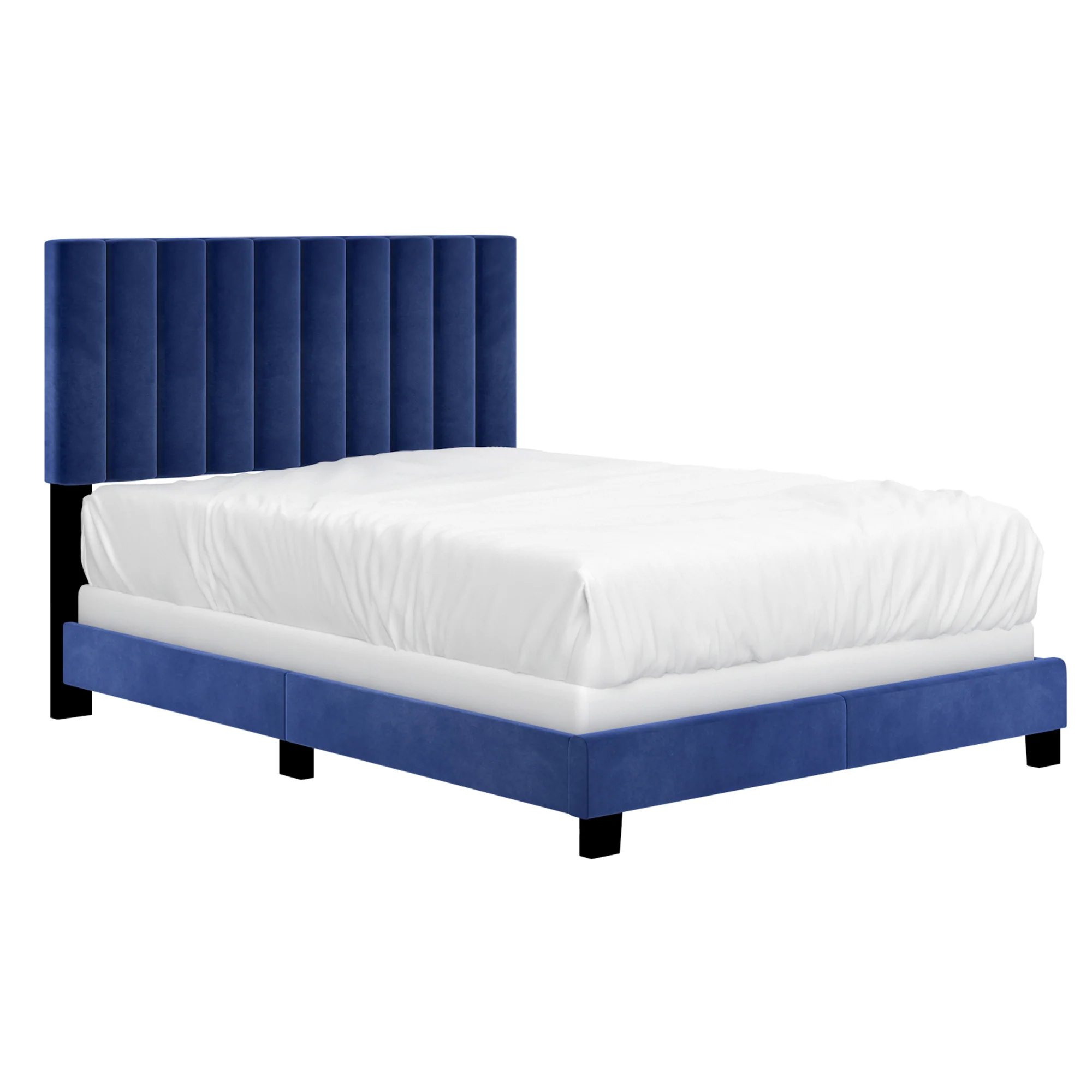 Worldwide Home Furnishings Jedd-54'' Bed-Blue Velvet 54" Double Bed, Velvet 101-297D-NAV - Image 2