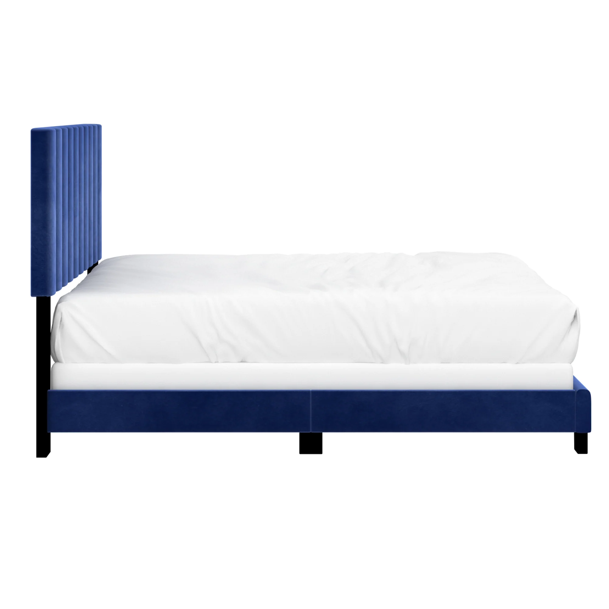 Worldwide Home Furnishings Jedd-54'' Bed-Blue Velvet 54" Double Bed, Velvet 101-297D-NAV - Image 4