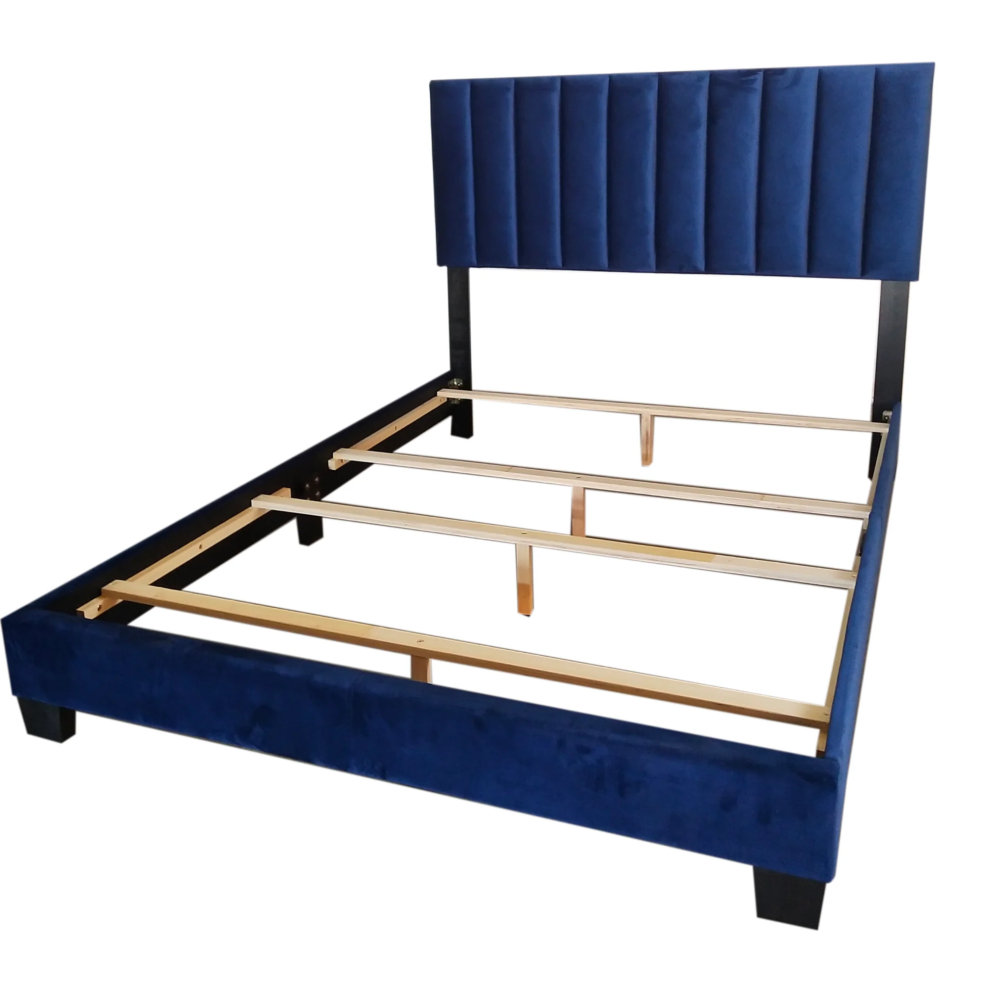 Worldwide Home Furnishings Jedd-54'' Bed-Blue Velvet 54" Double Bed, Velvet 101-297D-NAV - Image 6