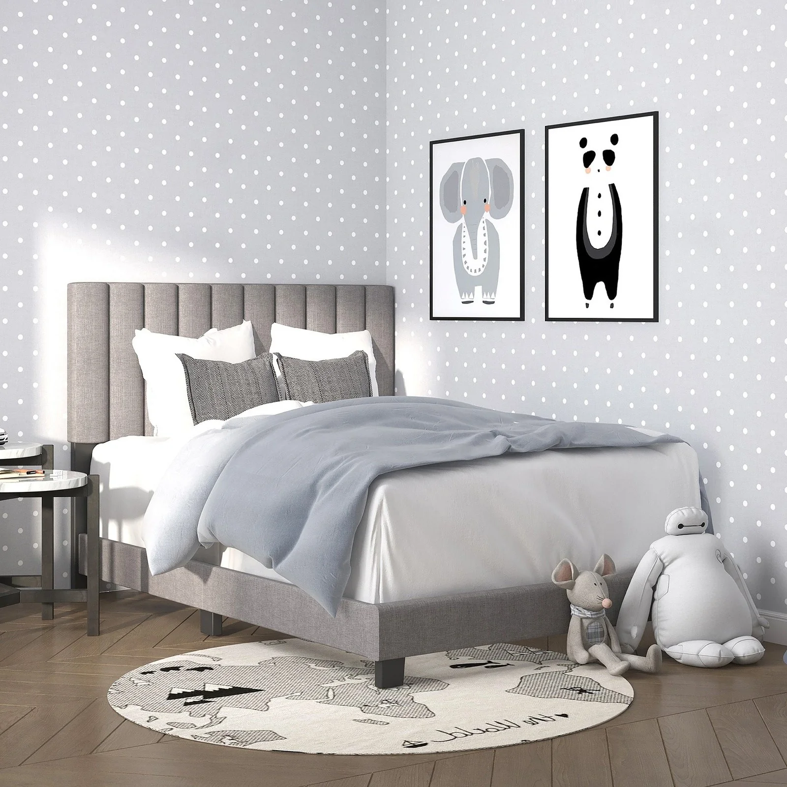 Worldwide Home Furnishings Jedd-54'' Bed-Light Grey Fabric 54" Double Bed, Fabric 101-297D-LGY