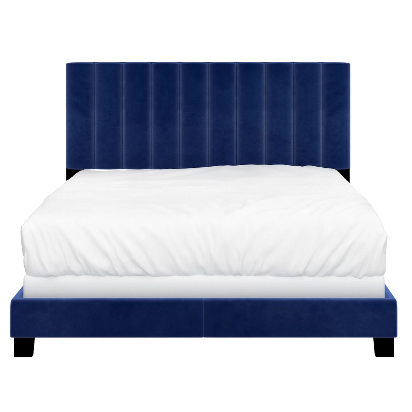 Worldwide Home Furnishings Jedd-60'' Bed-Blue Velvet 60" Queen Bed, Velvet 101-297Q-NAV - Image 3