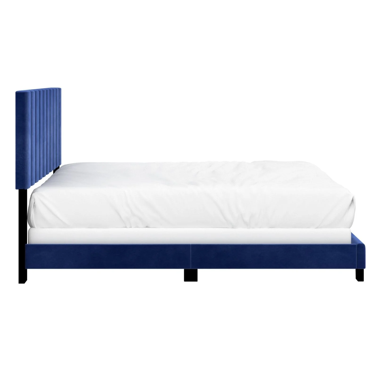 Worldwide Home Furnishings Jedd-60'' Bed-Blue Velvet 60" Queen Bed, Velvet 101-297Q-NAV - Image 4