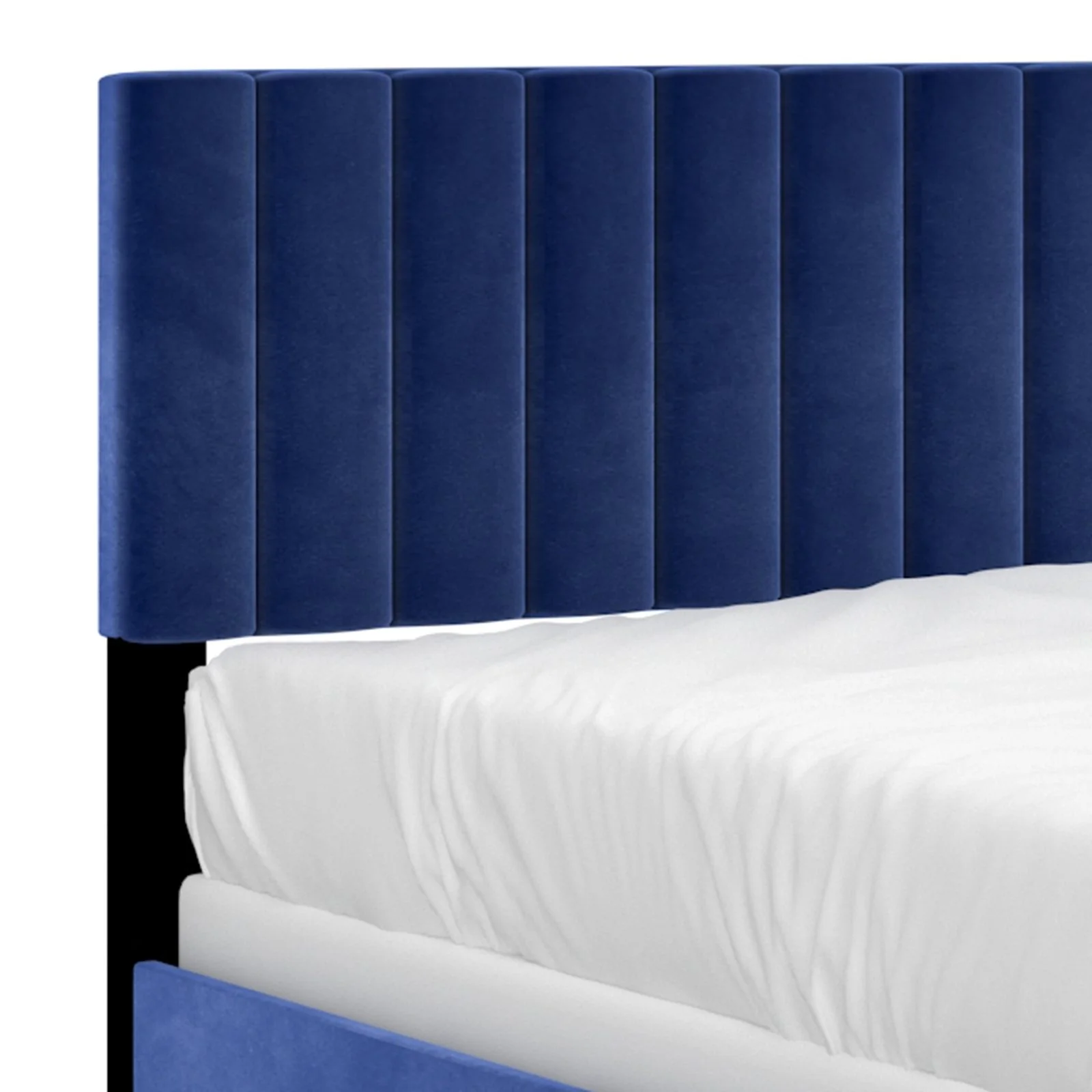 Worldwide Home Furnishings Jedd-60'' Bed-Blue Velvet 60" Queen Bed, Velvet 101-297Q-NAV - Image 5