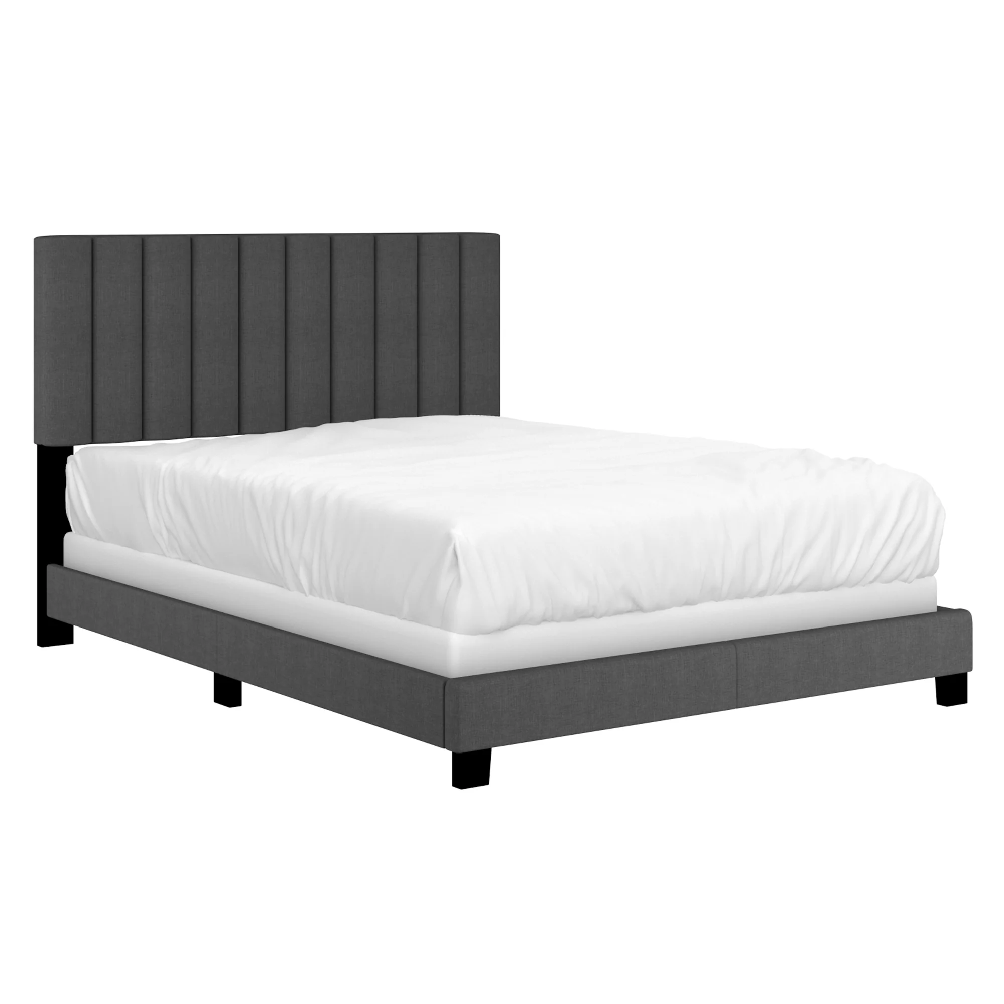 Worldwide Home Furnishings Jedd-60'' Bed-Charcoal Fabric 60" Queen Bed, Fabric 101-297Q-CHL - Image 2