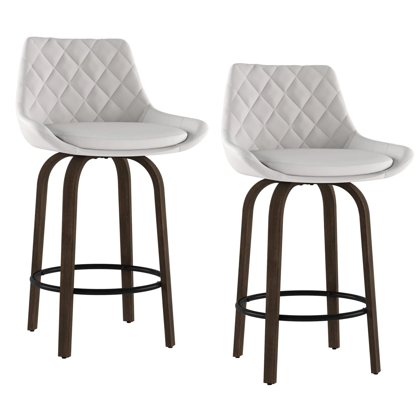 Worldwide Home Furnishings Kenzo-26'' Counter Stool Pu-White 26" Stool W/Swivel, Pu, Set Of 2 203-544WT - Image 2