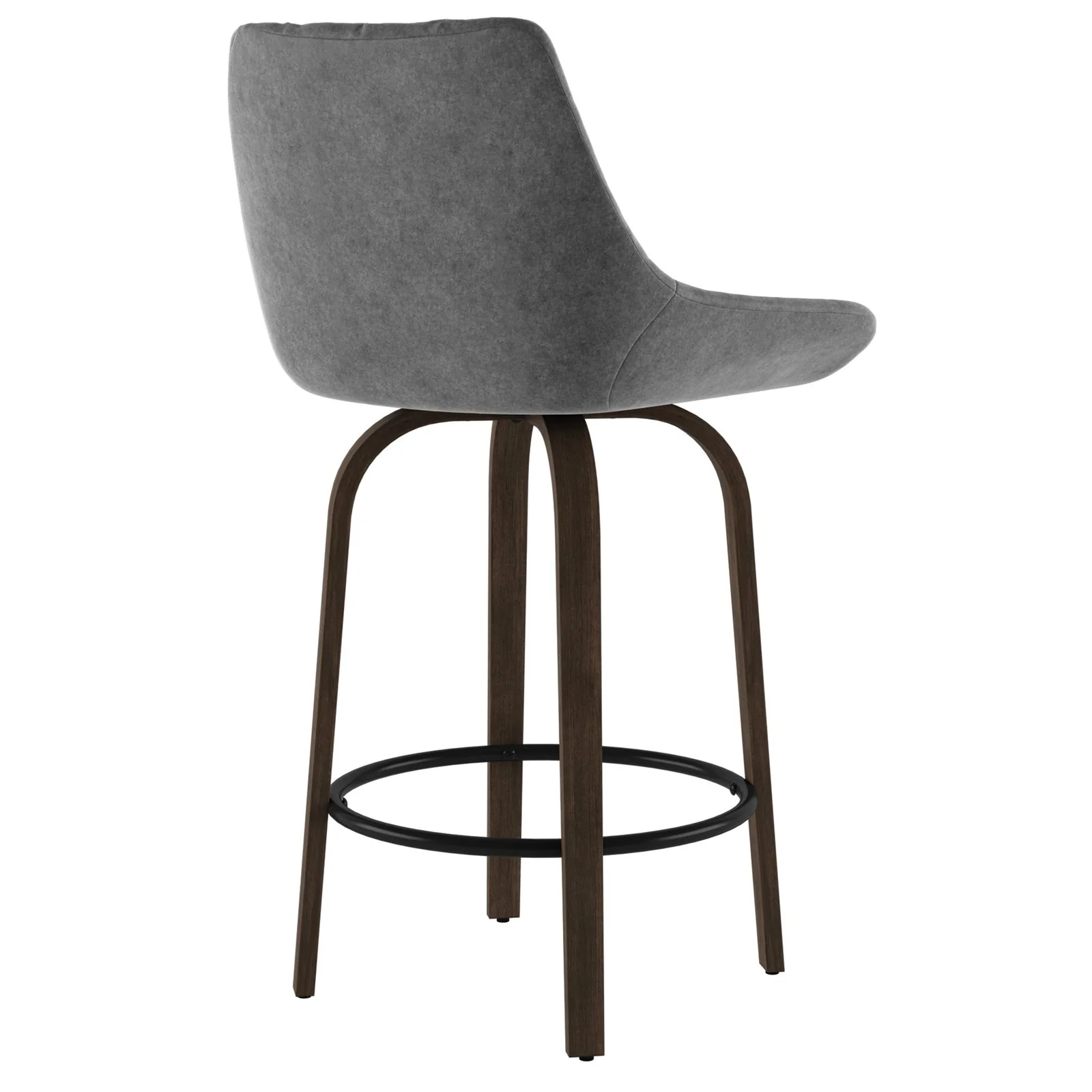 Worldwide Home Furnishings Kenzo-26'' Counter Stool Velvet-Grey 26" Stool W/Swivel, Velvet, Set Of 2 203-544GY - Image 4