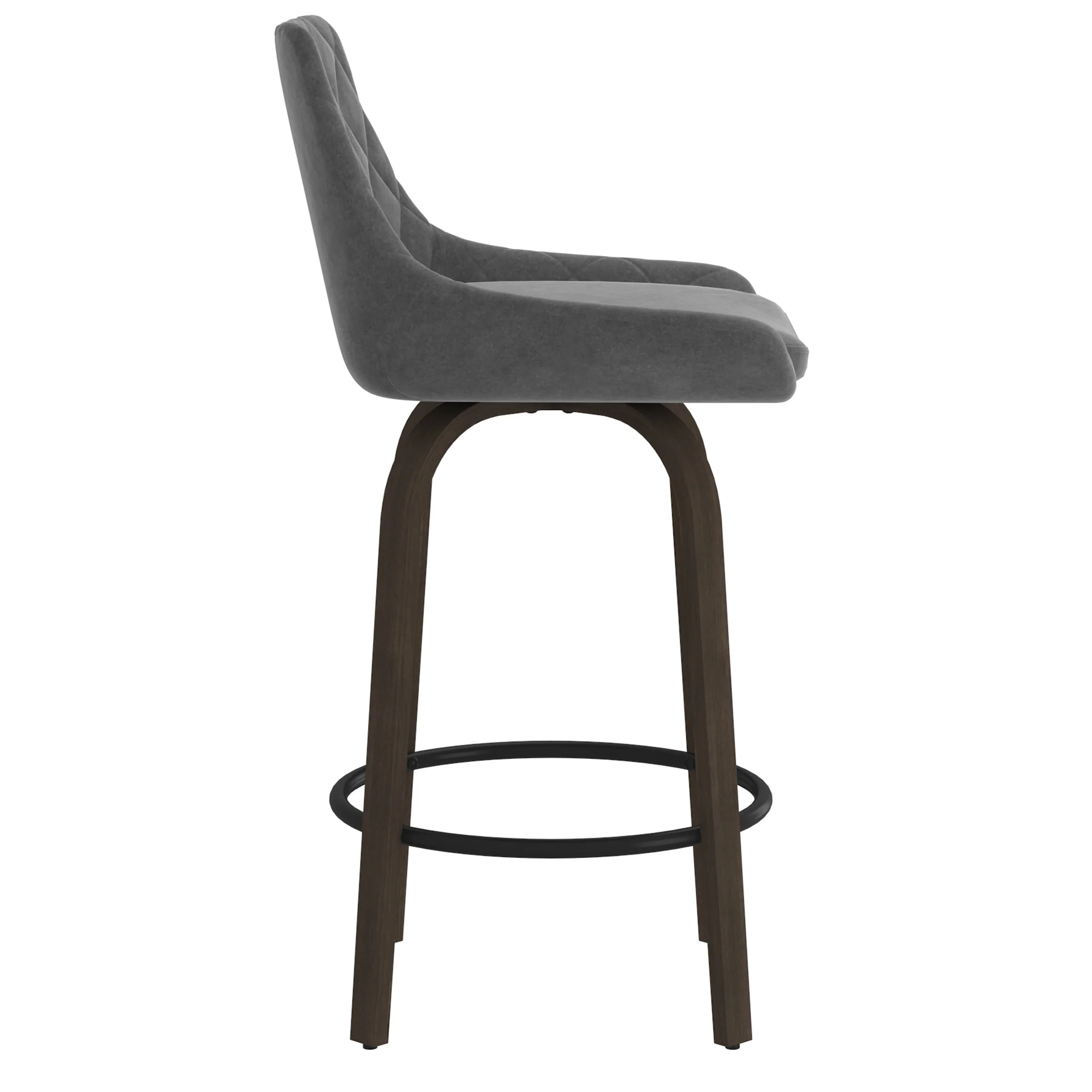 Worldwide Home Furnishings Kenzo-26'' Counter Stool Velvet-Grey 26" Stool W/Swivel, Velvet, Set Of 2 203-544GY - Image 6