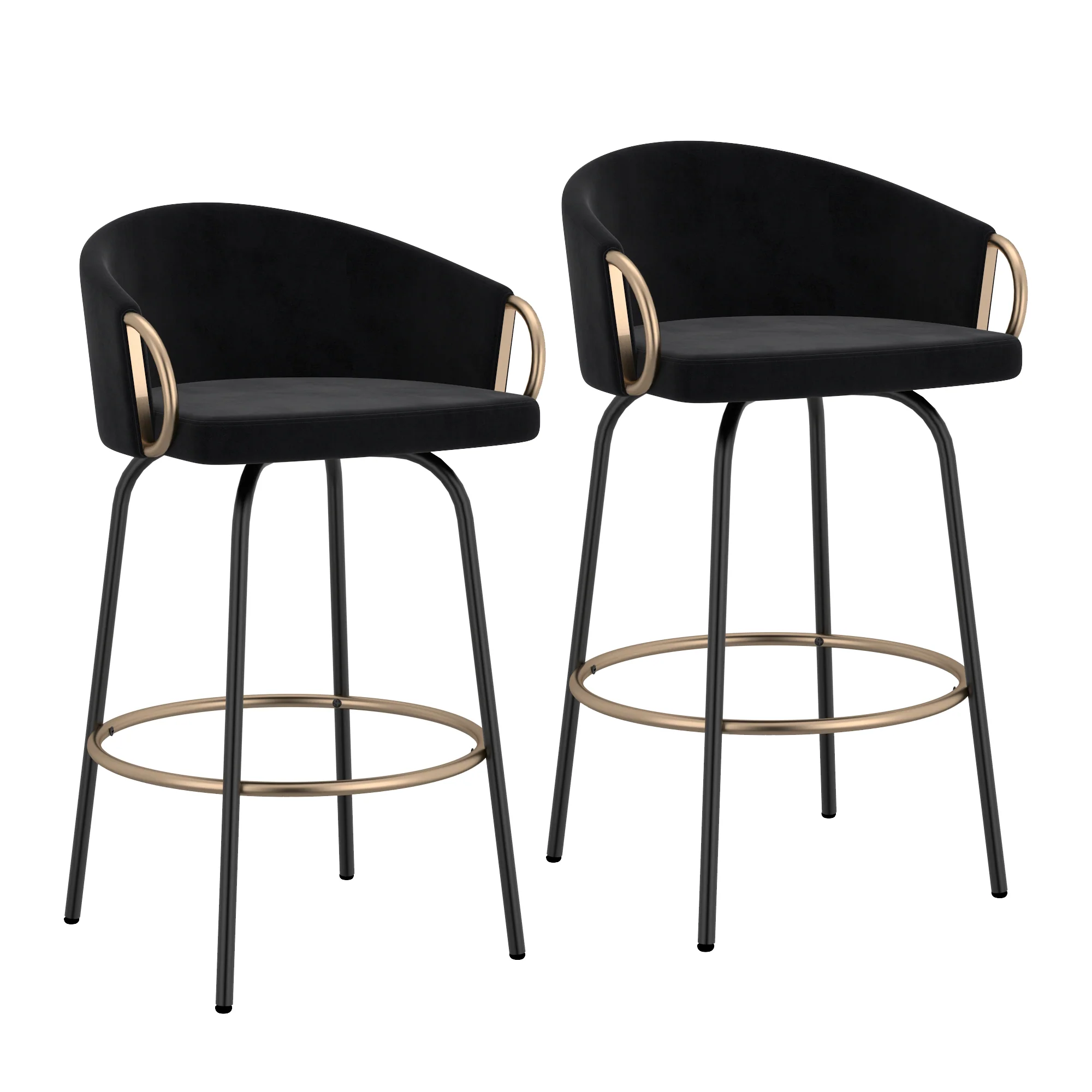 Worldwide Home Furnishings Lavo-26'' Counter Stool-Black 26" Counter Stool W/Swivel, Set Of 2 203-560BLK - Image 2