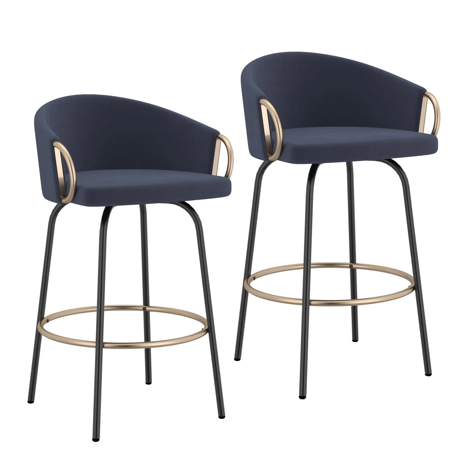 Worldwide Home Furnishings Lavo-26'' Counter Stool-Blue 26" Counter Stool W/Swivel, Set Of 2 203-560BLU - Image 2