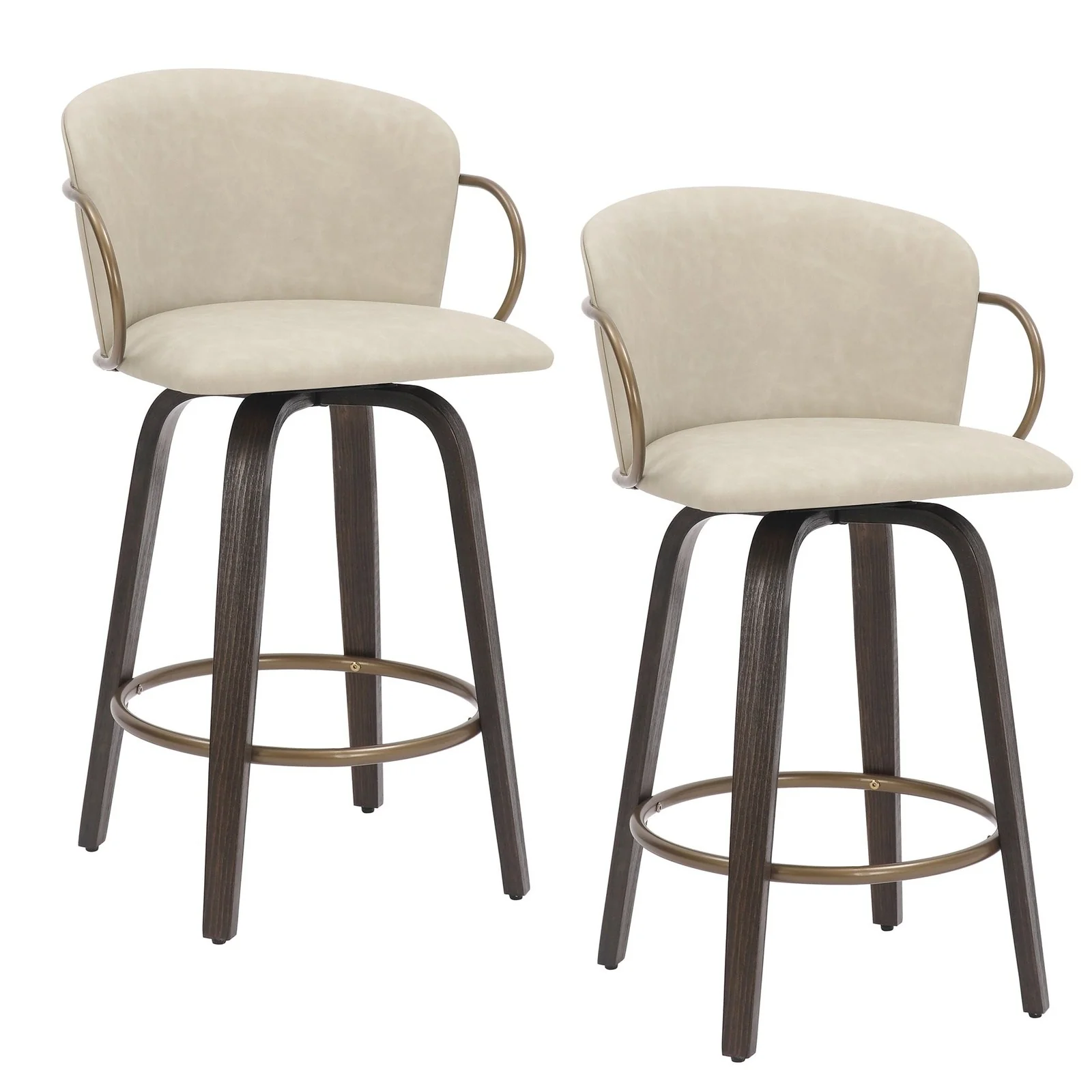 Worldwide Home Furnishings Lawson-26'' Counter Stool-Ivory 26" Counter Stool W/Swivel, Set Of 2 203-634IV - Image 2