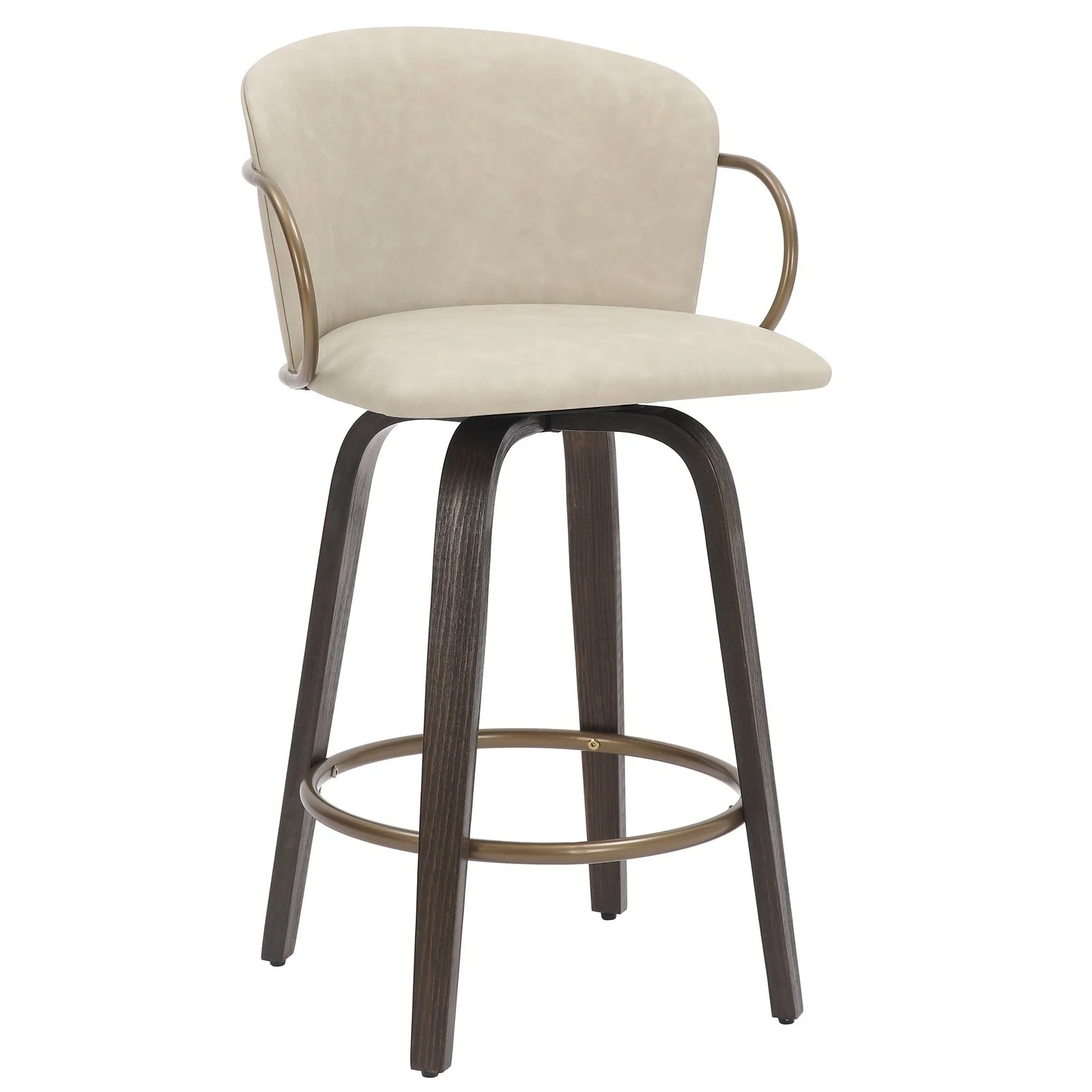 Worldwide Home Furnishings Lawson-26'' Counter Stool-Ivory 26" Counter Stool W/Swivel, Set Of 2 203-634IV - Image 3