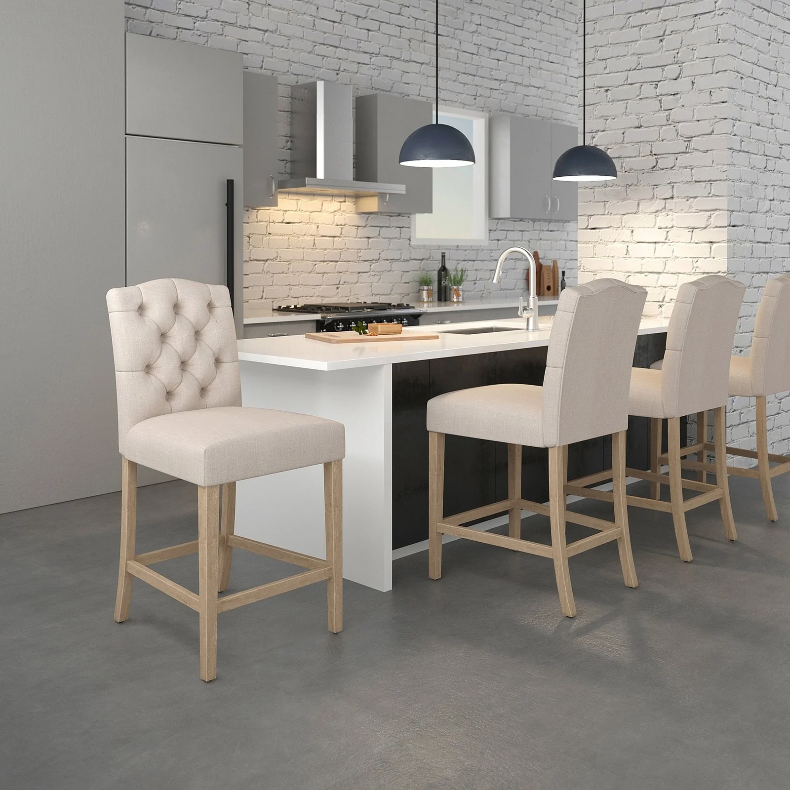 Worldwide Home Furnishings Lucian-26" Counter Stool-Beige 26" Counter Stool, Set Of 2 203-157BG