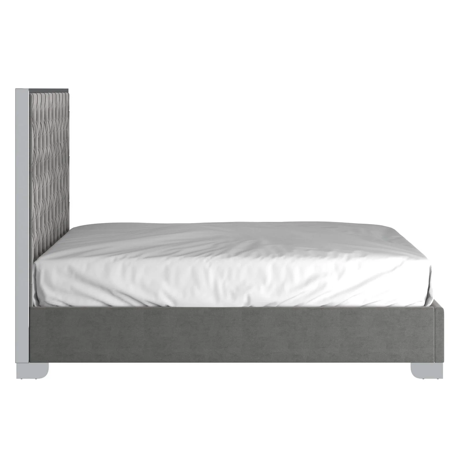 Worldwide Home Furnishings Lucille-60'' Bed-Grey/Silver 60" Queen Bed 101-596Q-GY_CH - Image 3