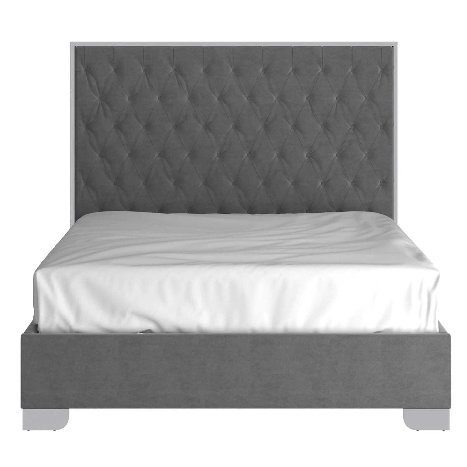 Worldwide Home Furnishings Lucille-60'' Bed-Grey/Silver 60" Queen Bed 101-596Q-GY_CH - Image 4