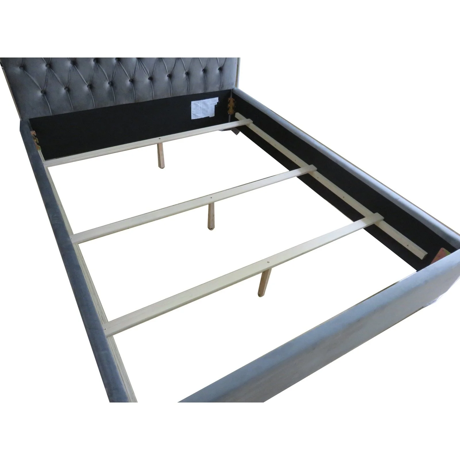 Worldwide Home Furnishings Lucille-60'' Bed-Grey/Silver 60" Queen Bed 101-596Q-GY_CH - Image 5