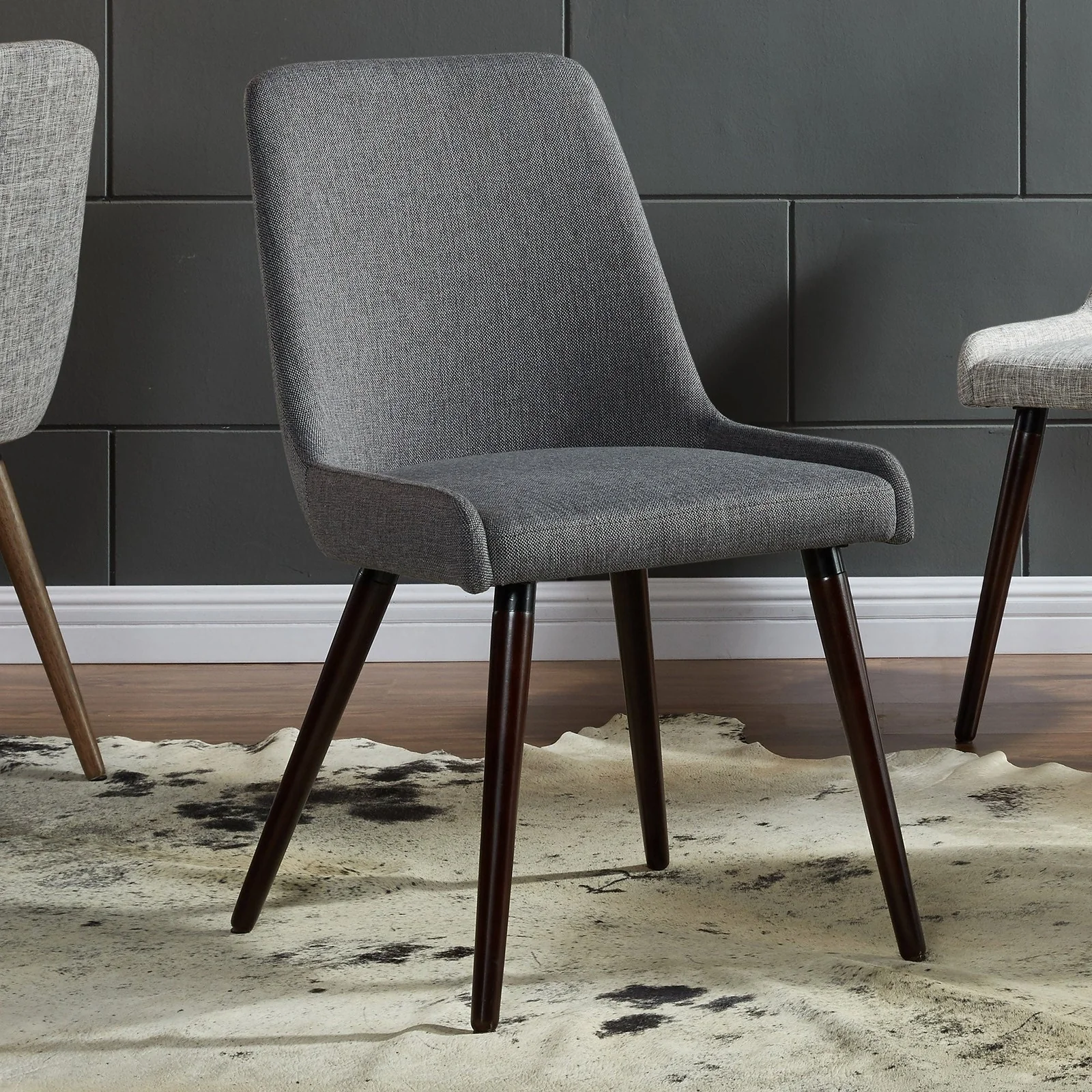 Worldwide Home Furnishings Mia-Side Chair-Dark Grey/Walnut Leg Side Chair, Set Of 2 202-247WL/DG - Image 2
