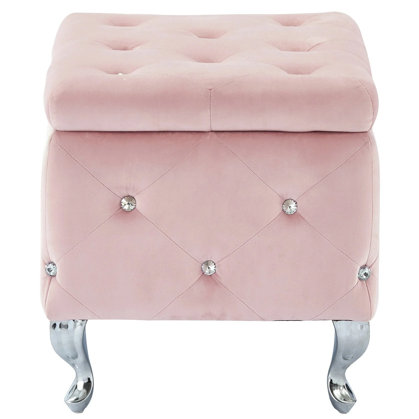 Worldwide Home Furnishings Monique-Sm Storage Ottoman-Blush Velvet Square Storage Ottoman 402-130SM-BSH - Image 3