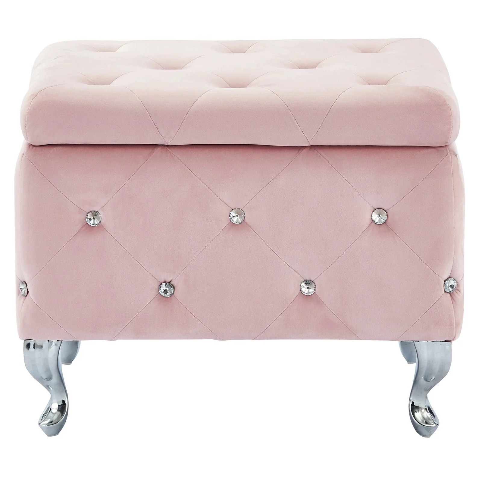 Worldwide Home Furnishings Monique-Sm Storage Ottoman-Blush Velvet Square Storage Ottoman 402-130SM-BSH - Image 4