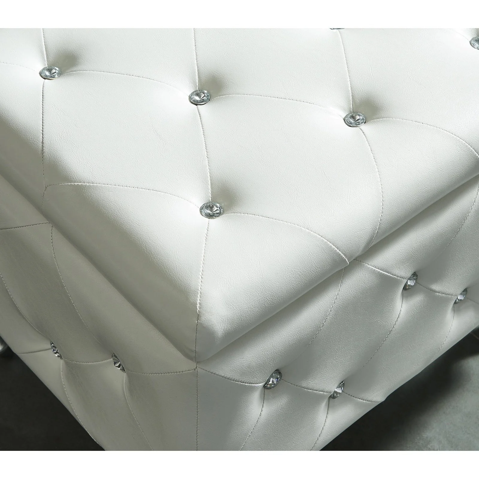 Worldwide Home Furnishings Monique-Sm Storage Ottoman-White Pu Square Storage Ottoman 402-130SM-WT - Image 6