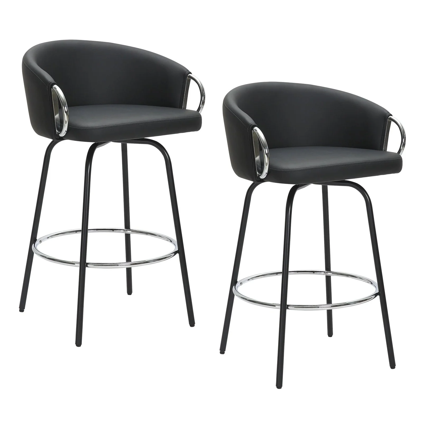 Worldwide Home Furnishings Orion-26'' Counter Stool-Black 26" Counter Stool W/Swivel, Set Of 2 203-648BK - Image 2