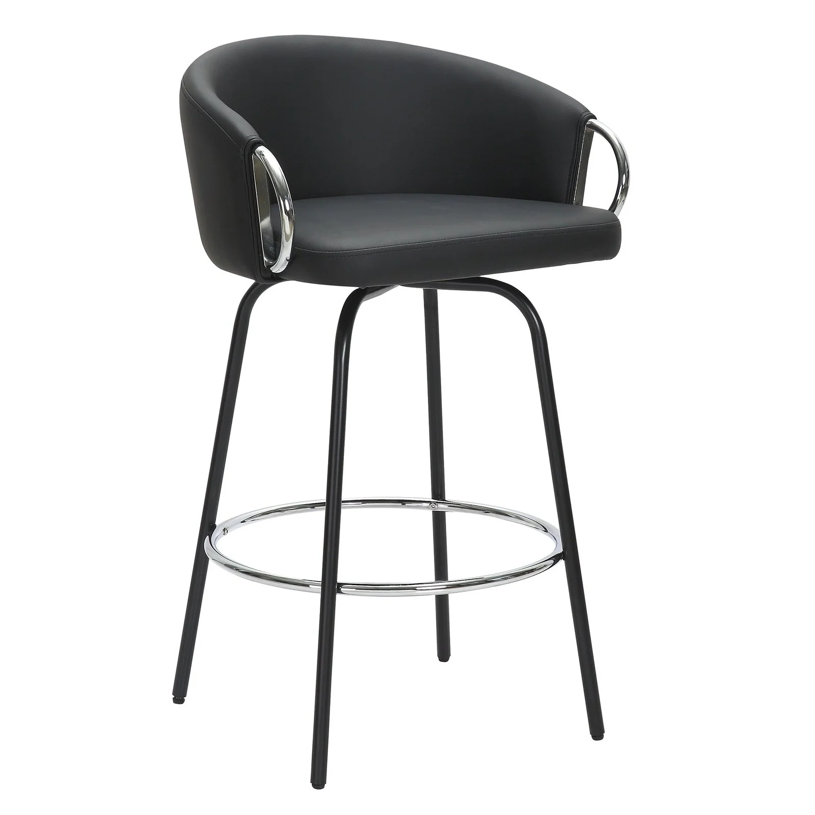 Worldwide Home Furnishings Orion-26'' Counter Stool-Black 26" Counter Stool W/Swivel, Set Of 2 203-648BK - Image 3