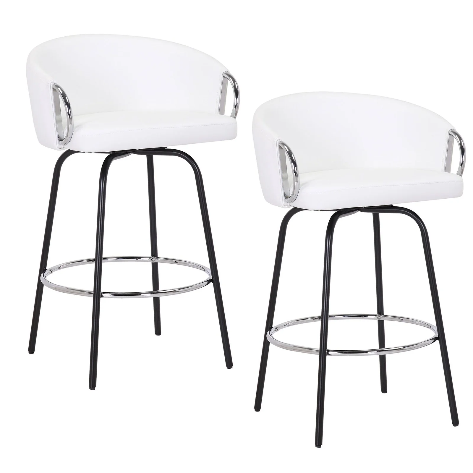 Worldwide Home Furnishings Orion-26'' Counter Stool-White 26" Counter Stool W/Swivel, Set Of 2 203-648WT - Image 2
