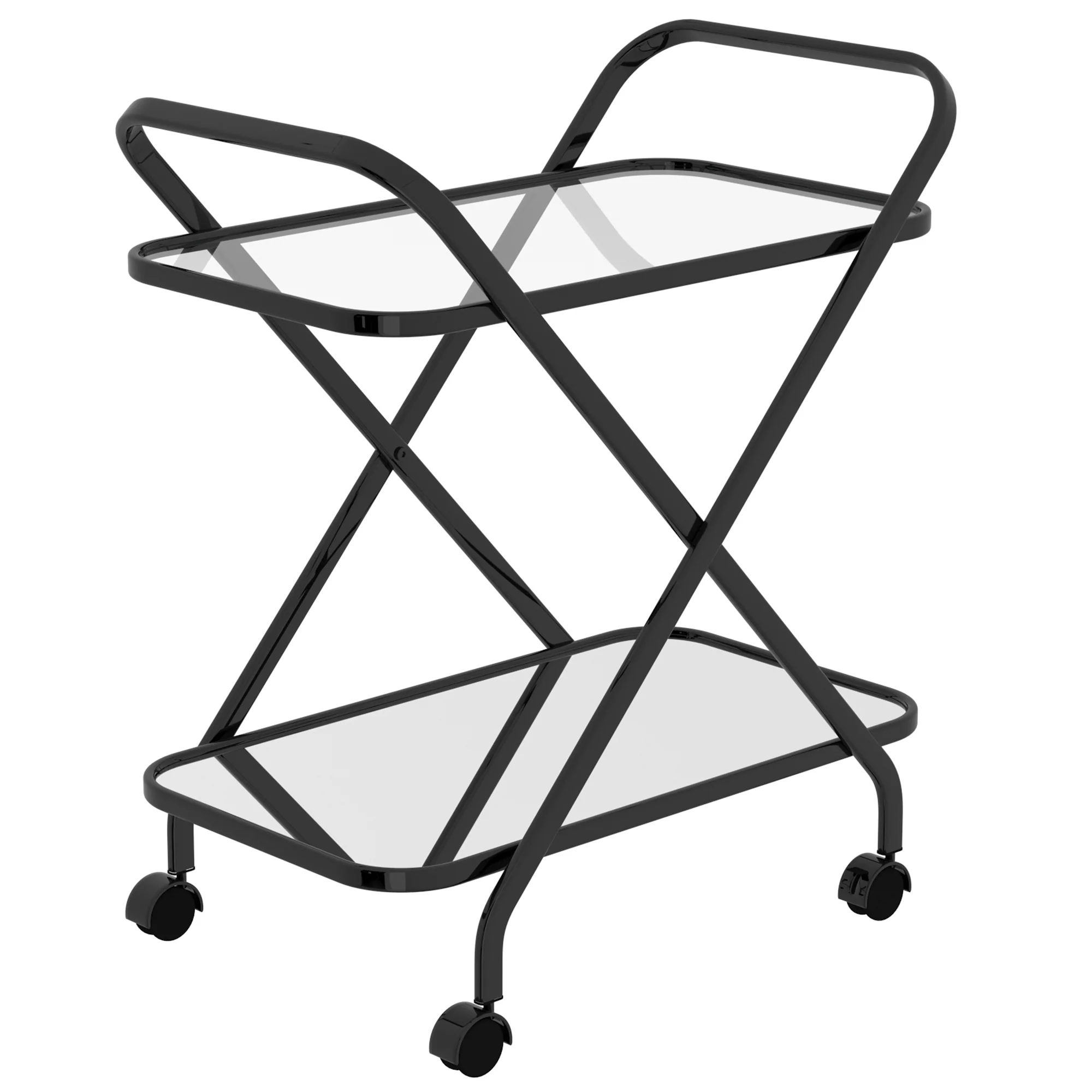 Worldwide Home Furnishings Oriso-2-Tier Bar Cart-Black 2-Tier Bar Cart 556-093BK - Image 3