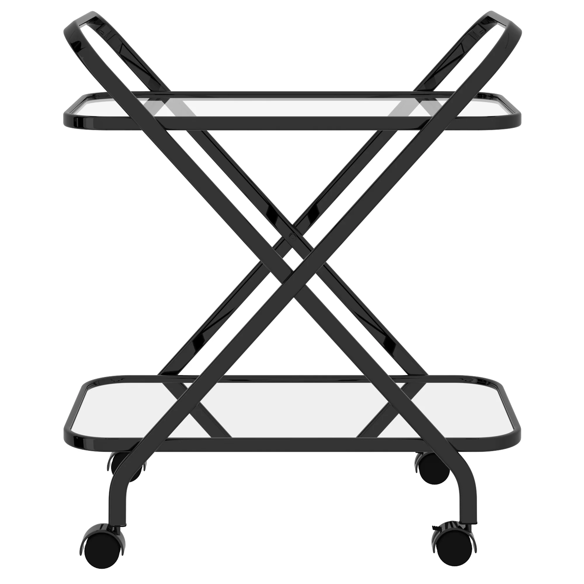 Worldwide Home Furnishings Oriso-2-Tier Bar Cart-Black 2-Tier Bar Cart 556-093BK - Image 4