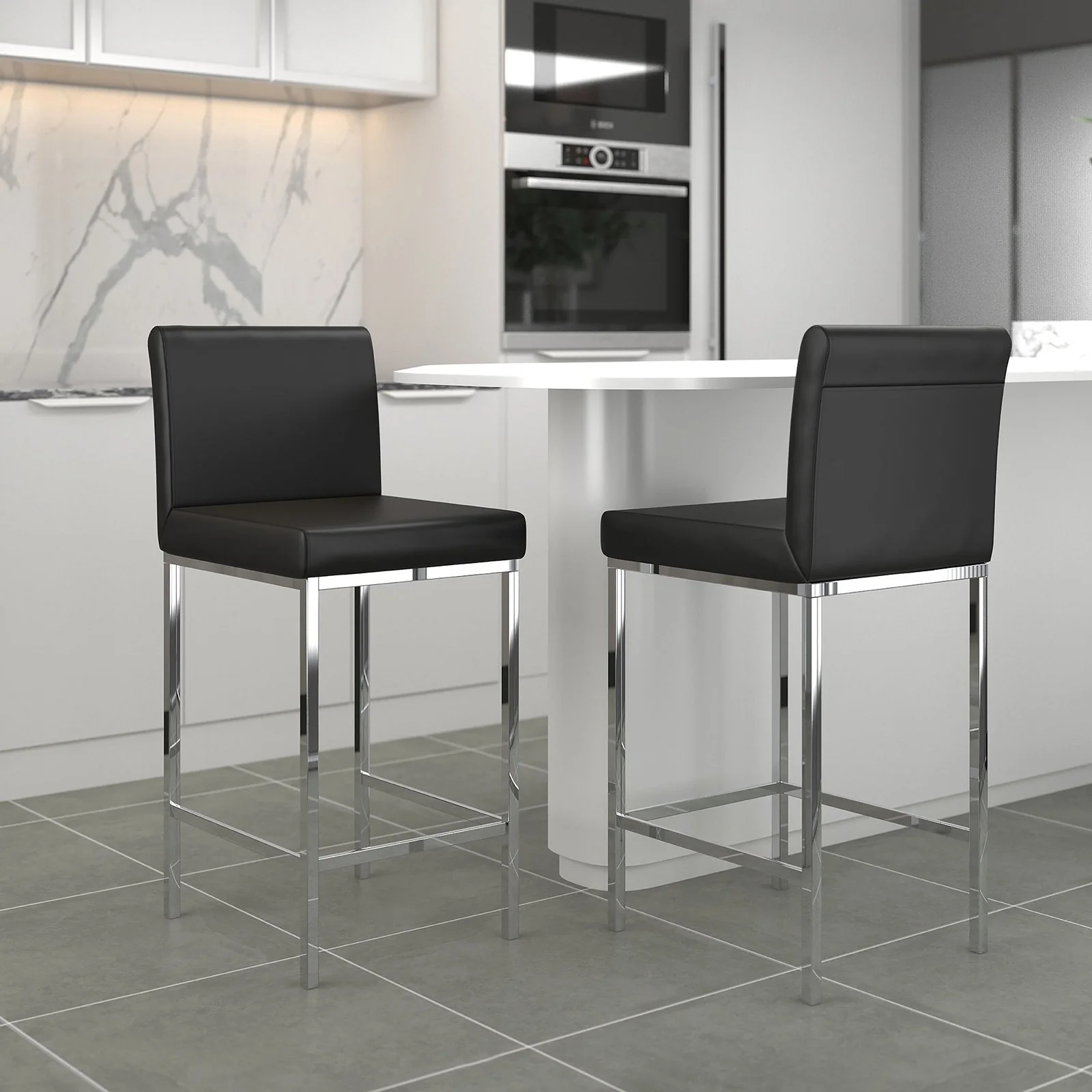 Worldwide Home Furnishings Porto-26" Counter Stool-Black 26" Counter Stool, Set Of 2 203-576BK
