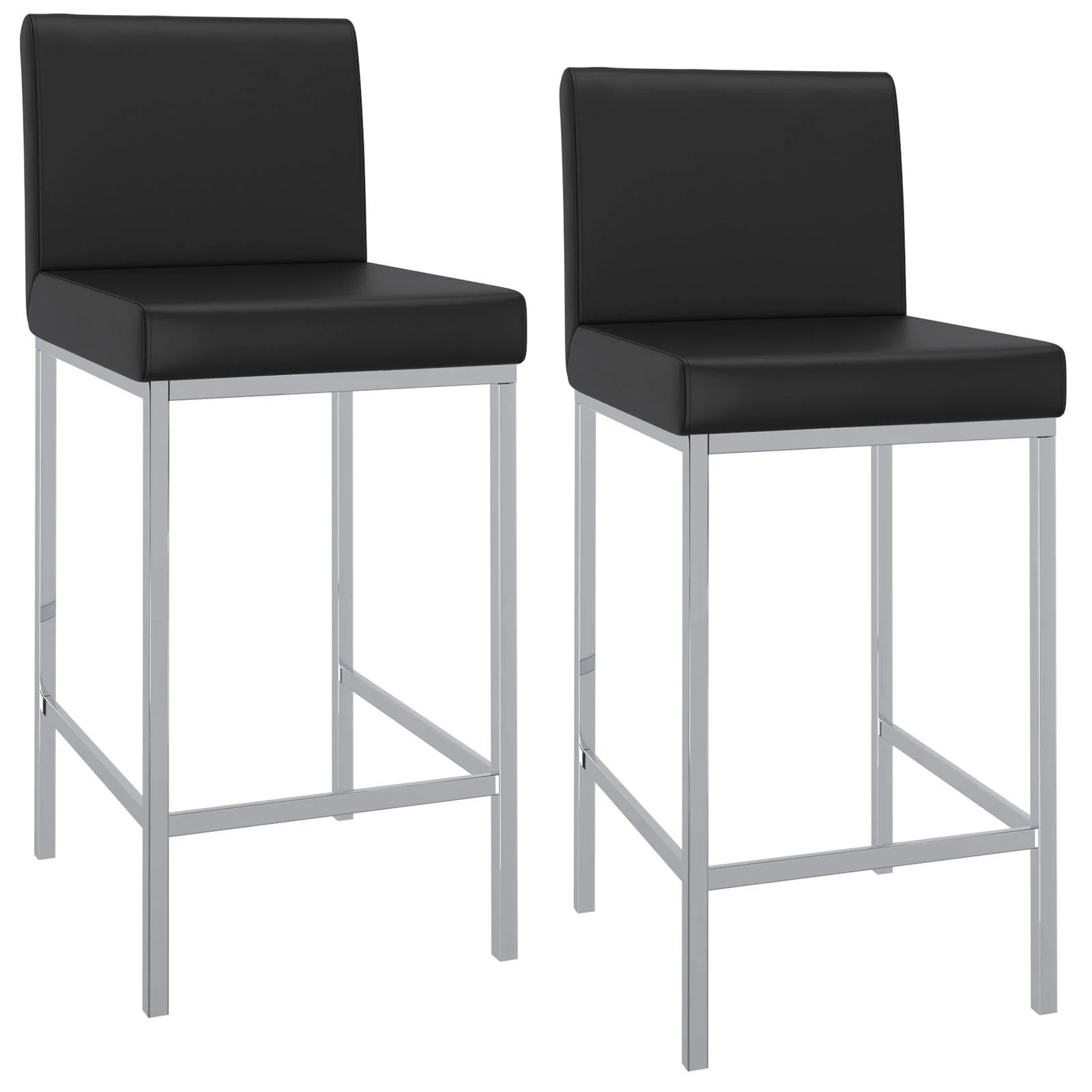 Worldwide Home Furnishings Porto-26" Counter Stool-Black 26" Counter Stool, Set Of 2 203-576BK - Image 2