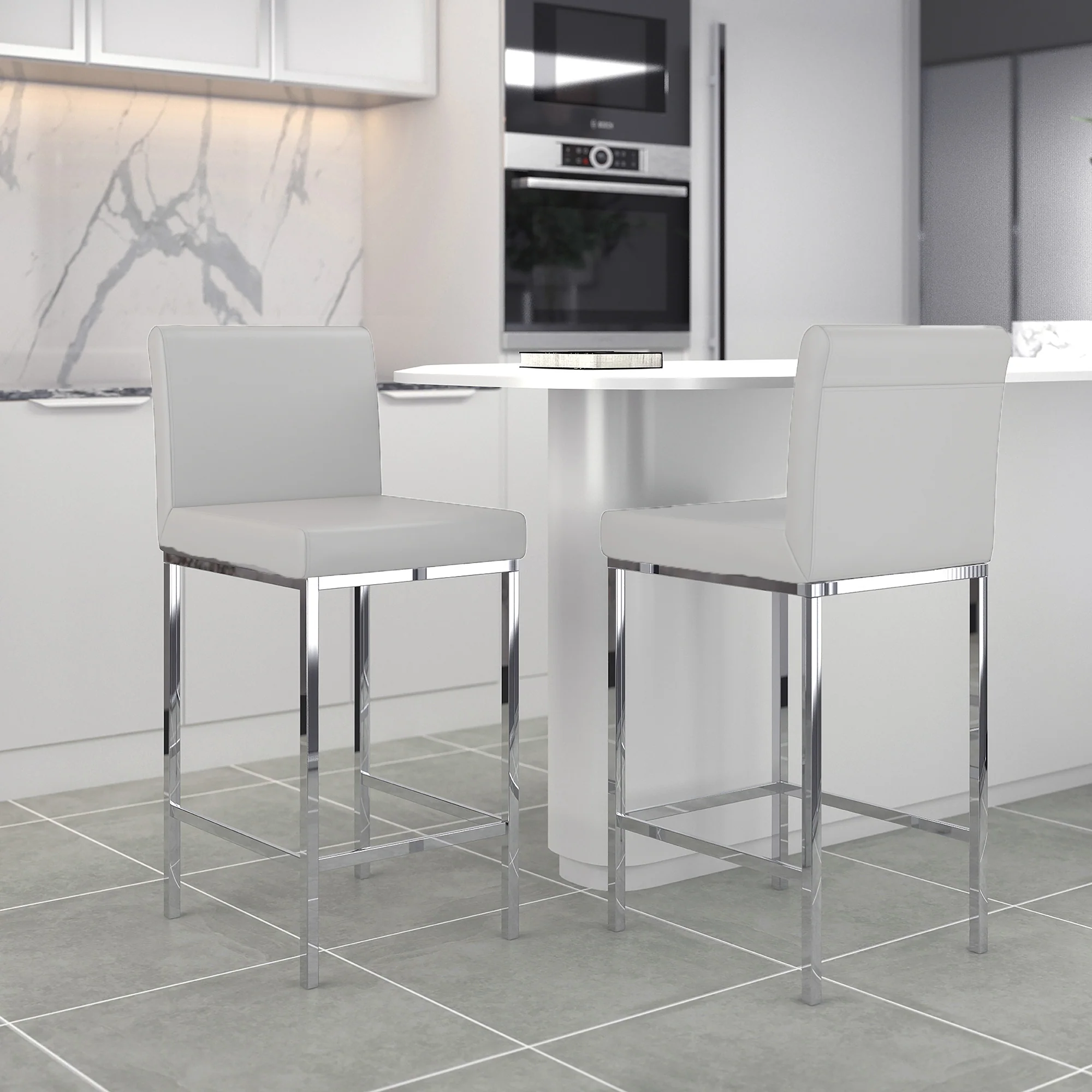 Worldwide Home Furnishings Porto-26" Counter Stool-Grey 26" Counter Stool, Set Of 2 203-576GY