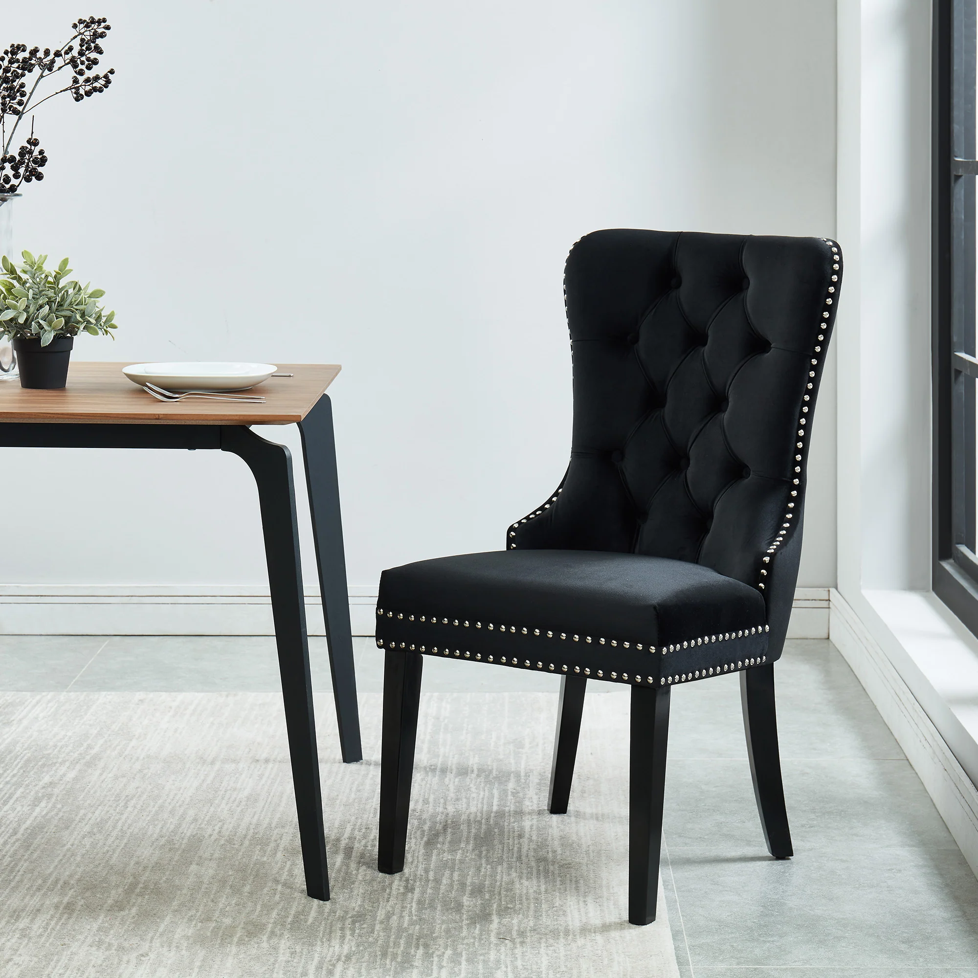 Worldwide Home Furnishings Rizzo-Side Chair-Black Side Chair, Set Of 2 202-080BK - Image 2