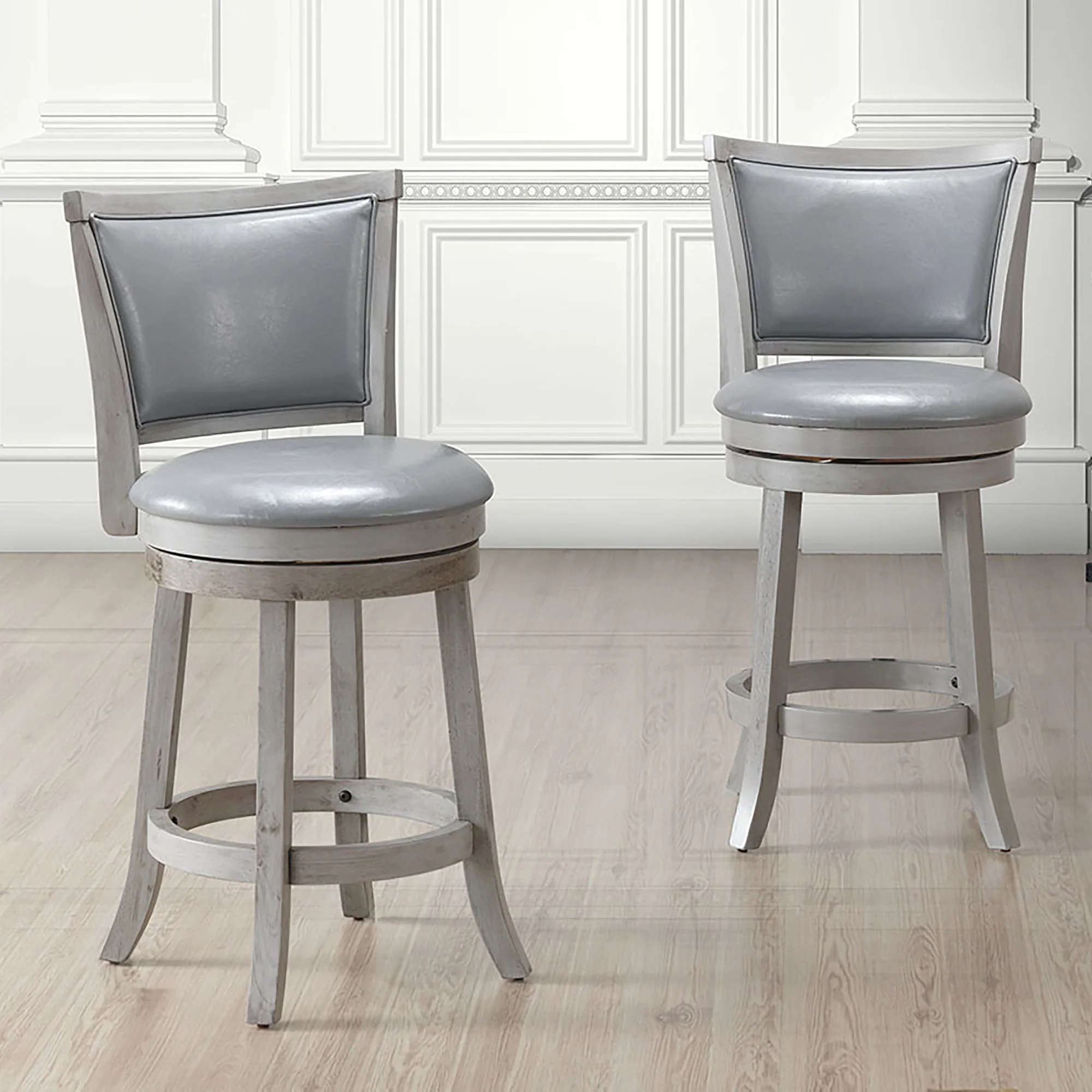 Worldwide Home Furnishings Rowan-26'' Counter Stool-Grey 26" Counter Stool W/Swivel, Set Of 2 203-478GY