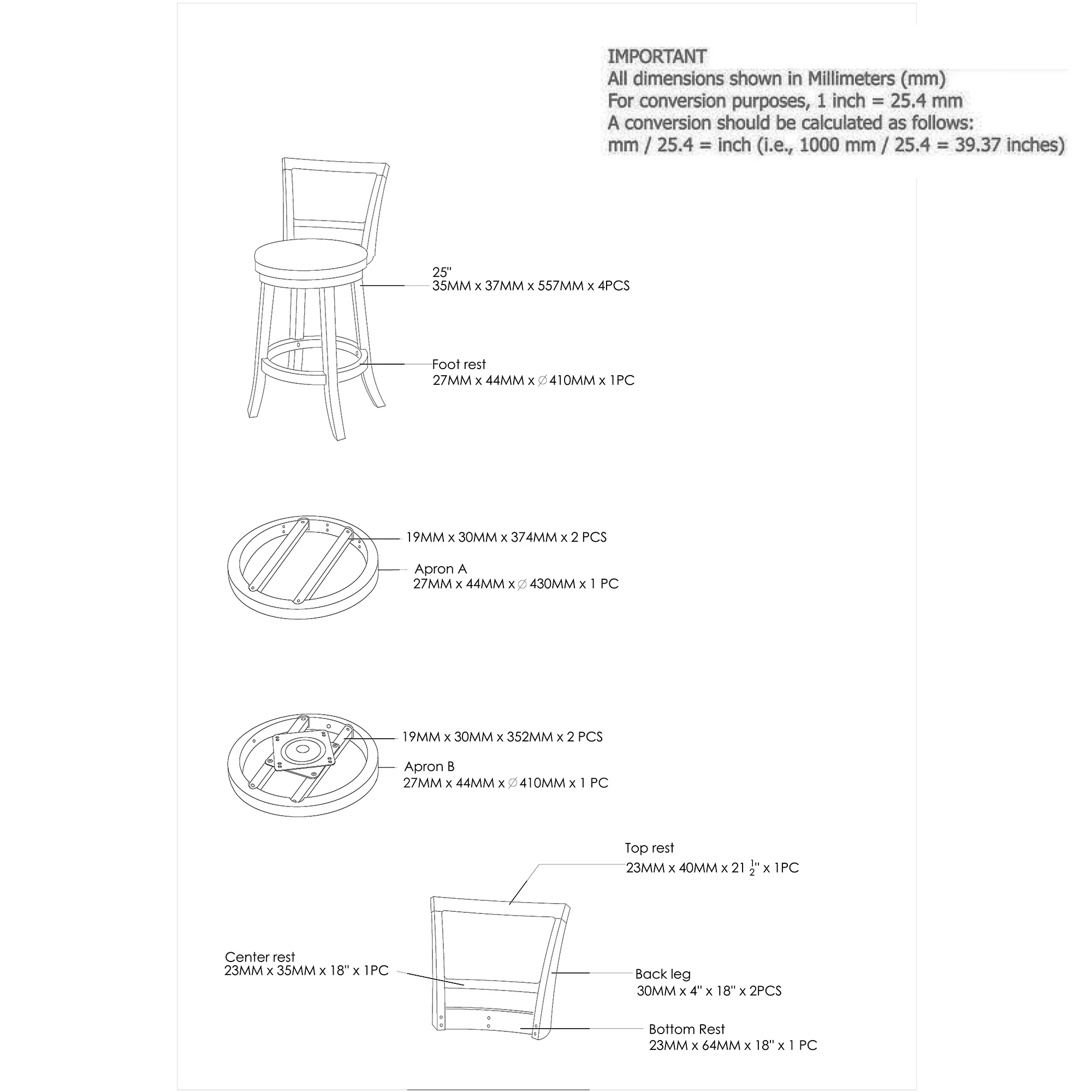 Worldwide Home Furnishings Rowan-26'' Counter Stool-Grey 26" Counter Stool W/Swivel, Set Of 2 203-478GY - Image 8