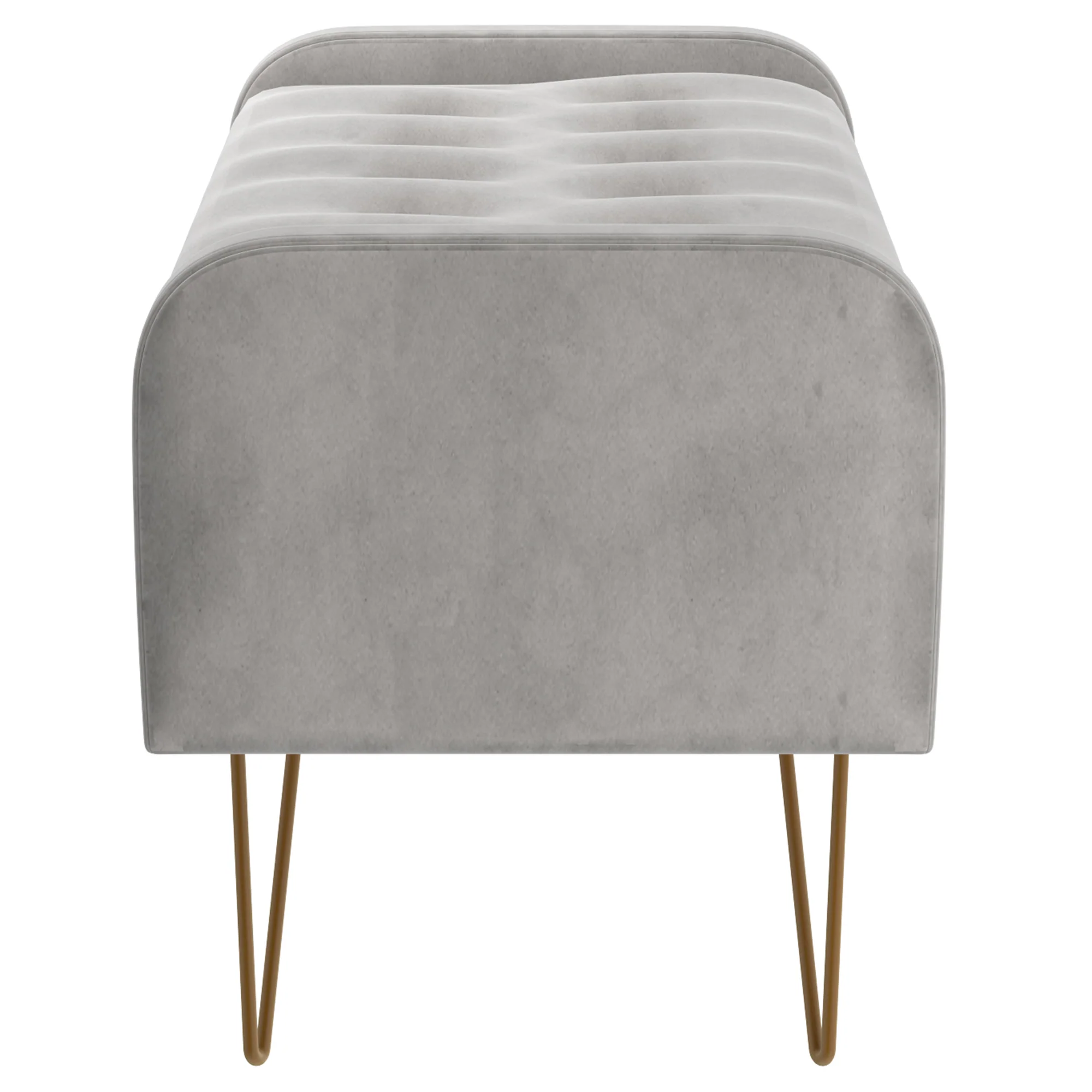 Worldwide Home Furnishings Sabel-Storage Ottoman-Grey/Gold Leg Storage Ottoman/Bench 402-549GRY/GL - Image 4