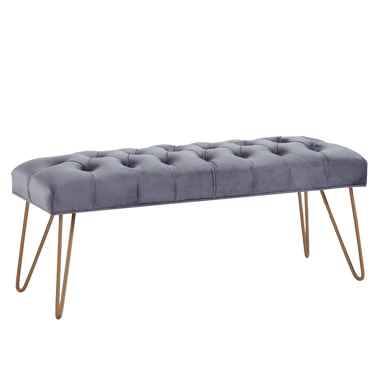 Worldwide Home Furnishings Vdara-Bench-Grey/Aged Gold Bench 401-833GY - Image 2