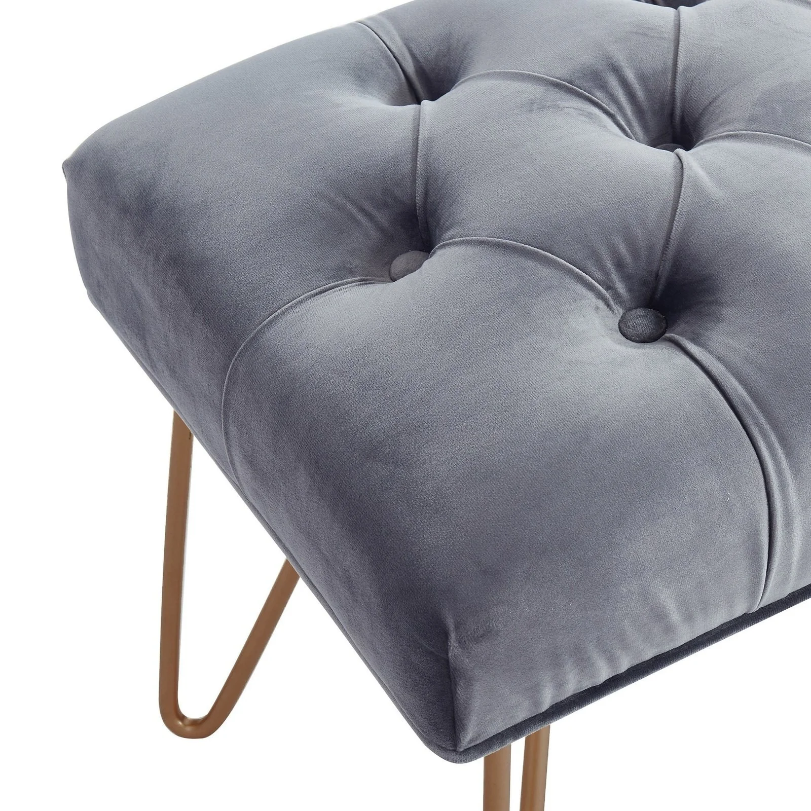 Worldwide Home Furnishings Vdara-Bench-Grey/Aged Gold Bench 401-833GY - Image 5