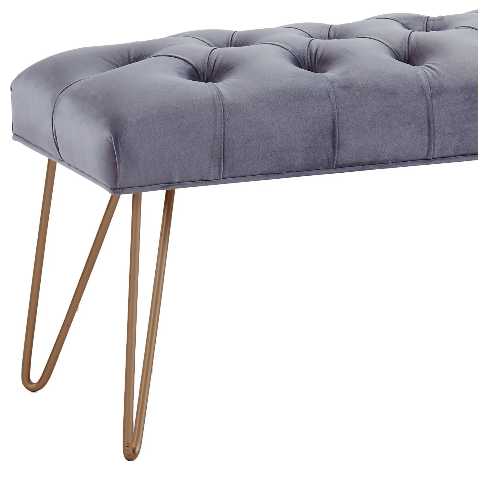 Worldwide Home Furnishings Vdara-Bench-Grey/Aged Gold Bench 401-833GY - Image 7
