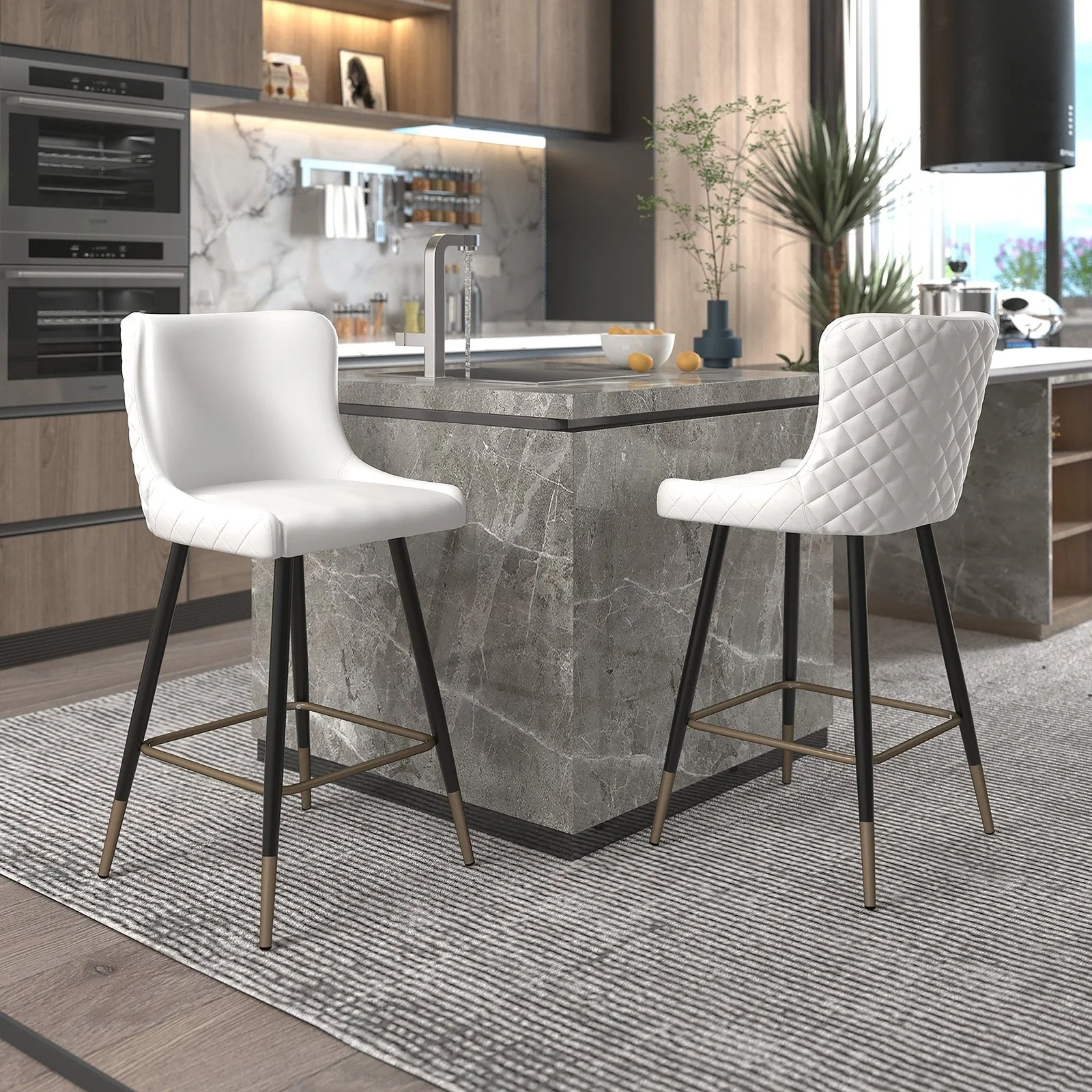 Worldwide Home Furnishings Xander-26'' Counter Stool-White 26" Counter Stool, Set Of 2 203-620WT