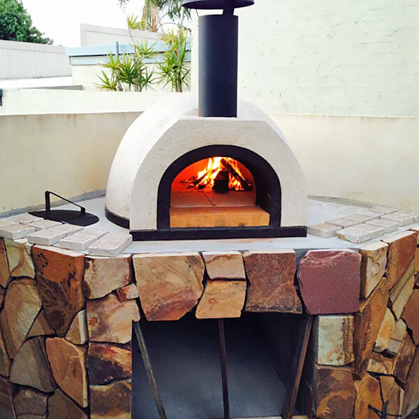 WPPO 52" x 55" x 31" DIY Tuscany Wood-Fired Outdoor Pizza Oven Kit with Stainless Steel Flue and Black Door WDIY-AD100 - Image 2